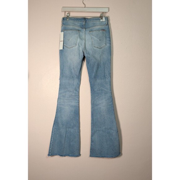 Hudson Womens 27 Light Wash Distressed Patchwork Flare Ultra Soft Jeans Raw Hem - Picture 7 of 16